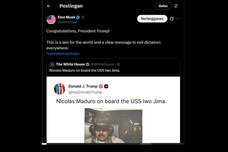 Donald Trump, Venezuela, Nicolas Maduro, Elon Musk, Amerika, Ucapan Elon Musk ke Donald Trump setelah Tangkap Presiden Venezuela Nicolas Maduro