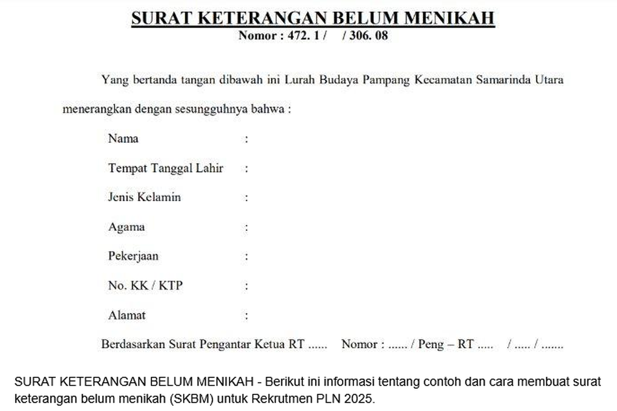 rekrutmen pln, Cara Buat Surat Keterangan Belum Menikah, surat keterangan belum menikah, SKBM, Syarat dan Cara Buat Surat Keterangan Belum Menikah (SKBM), Wajib untuk Daftar Rekrutmen PLN 2025, Apa Itu Surat Keterangan Belum Menikah (SKBM)?, Syarat Membuat SKBM untuk Rekrutmen PLN 2025, Cara Membuat SKBM, Syarat Umum Daftar Rekrutmen PLN 2025, Formasi dan Jurusan yang Dibuka, Cara Daftar Rekrutmen PLN 2025