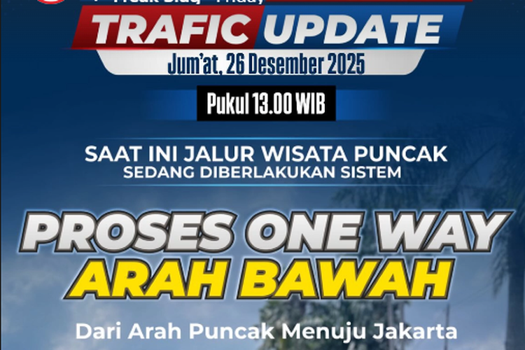 lalu lintas, Jalur Puncak, Update Lalu Lintas Jalur Puncak, Berlaku One Way Arah Jakarta