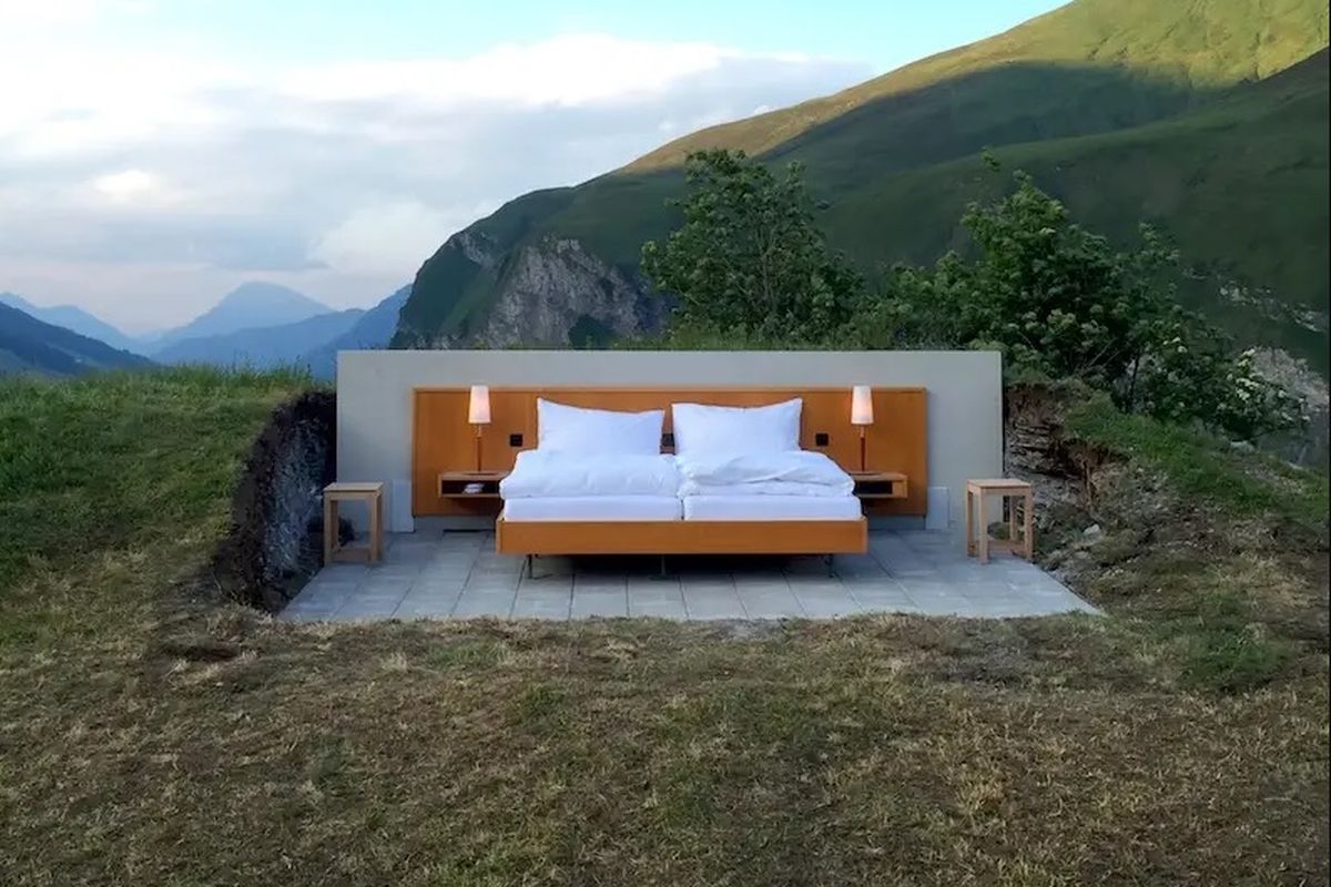liburan di swiss, pegunungan alpen, hotel di swiss, Hotel Null Stern, Kamar Hotel Unik di Swiss, Tanpa Dinding dan Atap, Tertarik Mencoba?