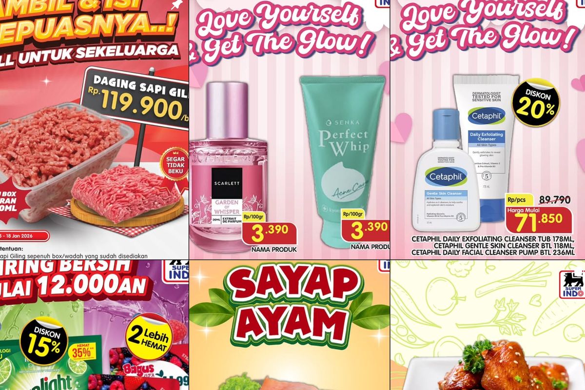 Promo Superindo, Superindo, Promo Superindo Hari Ini 19 Januari 2026, Beras Harga Spesial, Cetaphil Diskon 20 Persen, 1. Beras Favorit Tetap Irit (hingga 21 Januari), 2. Love Yourself, 3. Imlek Read, 4. Super Freshtival Buah (hingga 21 Januari), 5. Super Freshtival Ikan (hingga 21 Januari), 6. Super Freshtival Daging (hingga 21 Januari), 7. Masak Satset (hingga 21 Januari), 8. Mie Lovers (hari ini terakhir)