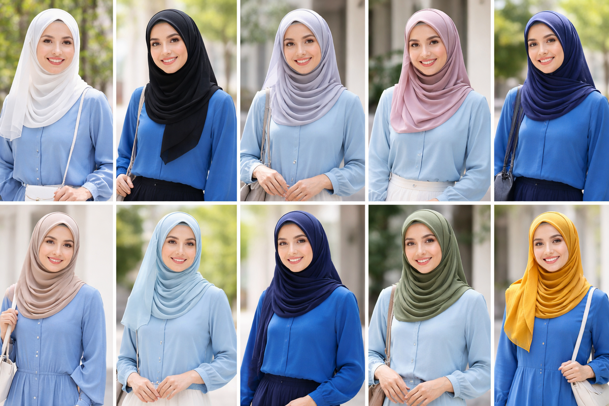 baju biru cocok dengan jilbab warna apa, Baju Biru Cocok dengan Jilbab Warna Apa? Ini 10 Kombinasinya, Baju Biru Cocok dengan Jilbab Warna Apa, Kombinasi Jilbab Warna Netral, Kombinasi Jilbab Warna Soft, Kombinasi Jilbab Warna Senada, Kombinasi Jilbab Warna Earth Tone, Kombinasi Jilbab Warna Bold, Tips Memadukan Baju Biru dengan Jilbab, Kesimpulan