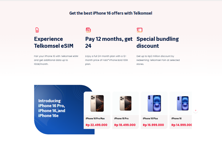 telkomsel, Halo, iPhone 16 Pro Max, iPhone 16 Pro, iPhone 16 Plus, iPhone 16, Harga iPhone 16, iPhone 16E, halo plus iphone bold, halo plus iphone supreme, Bundling iPhone 16, Bundling iPhone 16 telkomsel, Telkomsel Rilis Paket Bundling iPhone 16, Benefit Kuota hingga 375 GB