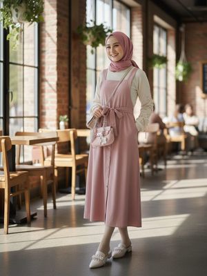 bukber, cewek kue, Tampil Manis, Ini 5 Outfit Bukber Tema, 1. Anggun dengan rok putih model tingkat dan kardigan pink, 2. Sentuhan vintage dengan apron dress dusty pink, 3. Gaya kasual dan sporty dengan celana kargo pink, 4. Blus ruffle dan celana jeans, 5. Tampil manis dengan gaun floral dan kardigan bulu halus