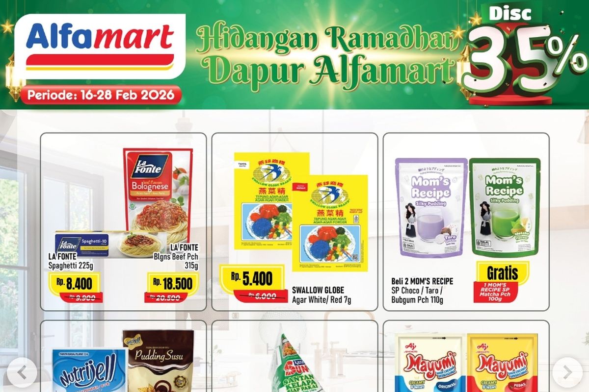 Alfamart, promo Alfamart, Promo Alfamart Hari Ini 17 Februari 2026, Kebutuhan Dapur Diskon 35 Persen, 1. Paling Murah Sejagat (hingga 19 Februari), 2. Bukber Hemat (hingga 28 Februari), 3. Pahe Berkah Ramadhan (hingga 28 Februari), 4. Hidangan Ramadhan Dapur Alfamart (hingga 28 Februari), 5. Serba Gratis (hari ini terakhir)