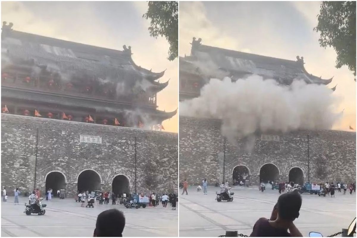 Drum Tower, menara genderang, Drum tower, drum tower china, Drum Tower di China, Menara 6 Abad yang Atapnya Runtuh dan Nyaris Kena Turis