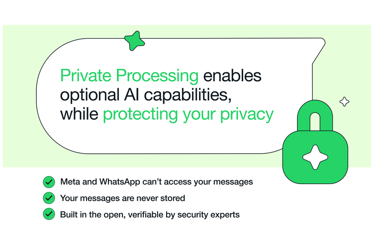 Meta, Private Processing, WhatsApp, fitur AI, meta, Fitur AI Baru di WhatsApp Jamin Tak Ambil Data Privasi Pengguna