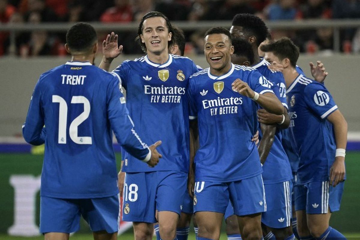 Real Madrid, Liga Champions, OLYMPIAKOS VS REAL MADRID, Hasil Liga Champions, Olympiakos vs Real Madrid, Hasil Olympiakos vs Real Madrid 3-4, Kuartet Gol Mbappe Bawa Los Blancos Berjaya