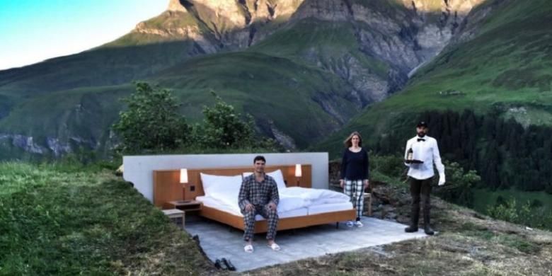 liburan di swiss, pegunungan alpen, hotel di swiss, Hotel Null Stern, Kamar Hotel Unik di Swiss, Tanpa Dinding dan Atap, Tertarik Mencoba?