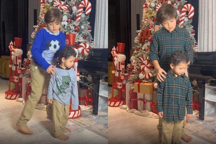 Vincent Verhaag, El Barack Alexander, Don Azaiah Jan Verhaag, Natal, merayakan Natal, perayaan Natal, Outfit Jessica Iskandar Rayakan Natal 2025, Kompak Pakai Baju Tidur