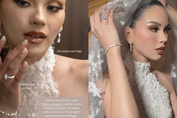 Alyssa Daguise, perhiasan Alyssa Daguise, pernikahan al ghazali dan alyssa daguise, perhiasan alyssa daguise, resepsi pernikahan al ghazali dan alyssa daguise, Kilau Mewah Perhiasan Alyssa Daguise Saat Resepsi Pernikahan, Intip Detail dan Harganya