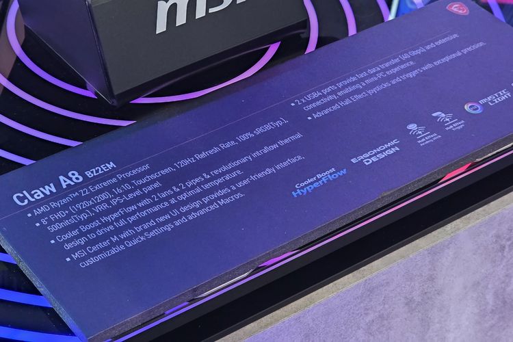 handheld, Switch 2, Steam Deck, game, AMD Ryzen Z2 Extreme, Game, MSI Claw, msi claw 8 ai, MSI Claw A8, handheld console, Melihat MSI Claw A8 di Computex 2025, Konsol Handheld Pesaing Nintendo Switch 2 dan Steam Deck, Warna ngejreng, Pakai prosesor AMD, Edisi Khusus Claw 8 AI+, Siap Bersaing dengan Switch 2 dan Steam Deck?