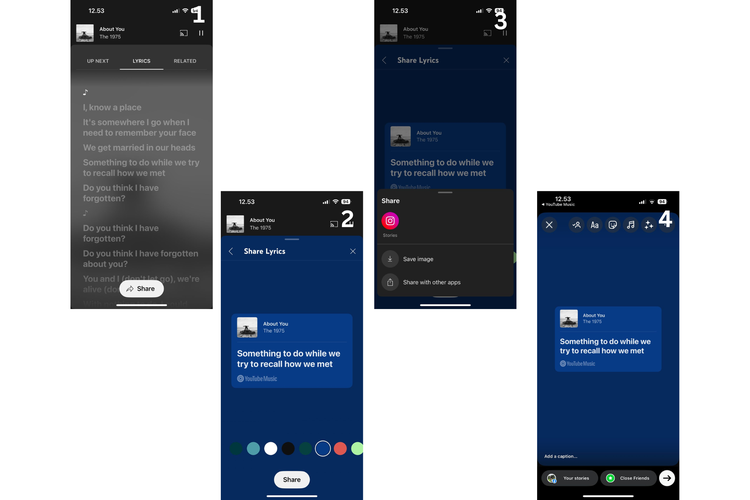 YouTube, Instagram, Stories, YouTube Music, cara share lirik lagu YouTube Music, Cara share lirik lagu YouTube Music, Instagram Stories, Cara Share Lirik Lagu YouTube Music ke Instagram Stories