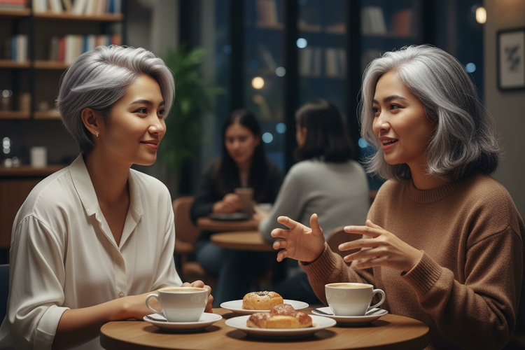 gaya rambut, rambut beruban, stres, uban, Punya Rambut Beruban? Coba 7 Potongan Rambut Ini Agar Penampilan Segar, Bob Klasik, Slicked-back ponytail, Pixie cut, Layered bob, Potong sebahu dengan layer lembut, Panjang dan bergelombang