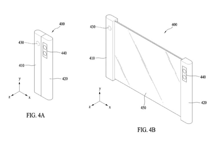 Samsung, ponsel layar gulung, rollable, Paten, layar sliding, Paten Terbaru Ungkap HP Layar Gulung Samsung, Bisa Melebar Tanpa Dilipat