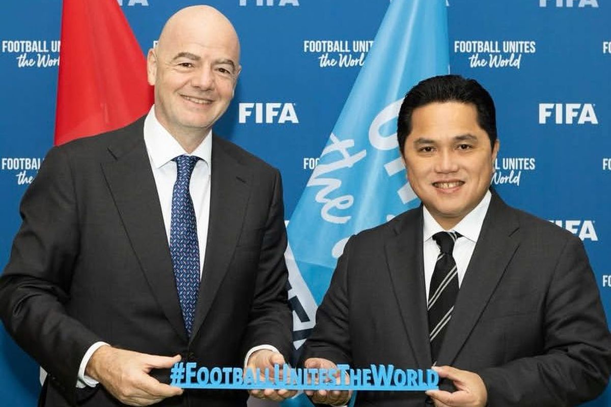 reshuffle kabinet, Ketum PSSI, Presiden FIFA Gianni Infantino, menpora erick thohir, Presiden FIFA Ucapkan Selamat ke Menpora Baru, Begini Balasan Erick Thohir