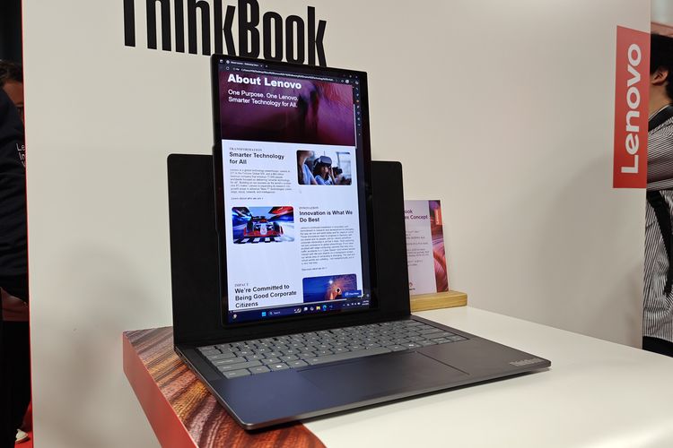 Lenovo, Lenovo ThinkBook VertiFlex, Lenovo Smart Motion, Lenovo Pamer Laptop Layar Putar dan Stand Laptop yang Bisa Turun-naik