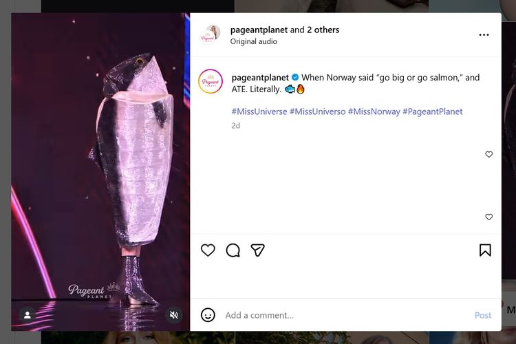 Norwegia, Norway, Miss Universe, miss universe 2025, norway salmon, Leonora Lysglimt Rodland, miss norwegia, miss norway 2025, Miss Norwegia Leonora Lysglimt Pakai Kostum Salmon di Miss Universe 2025
