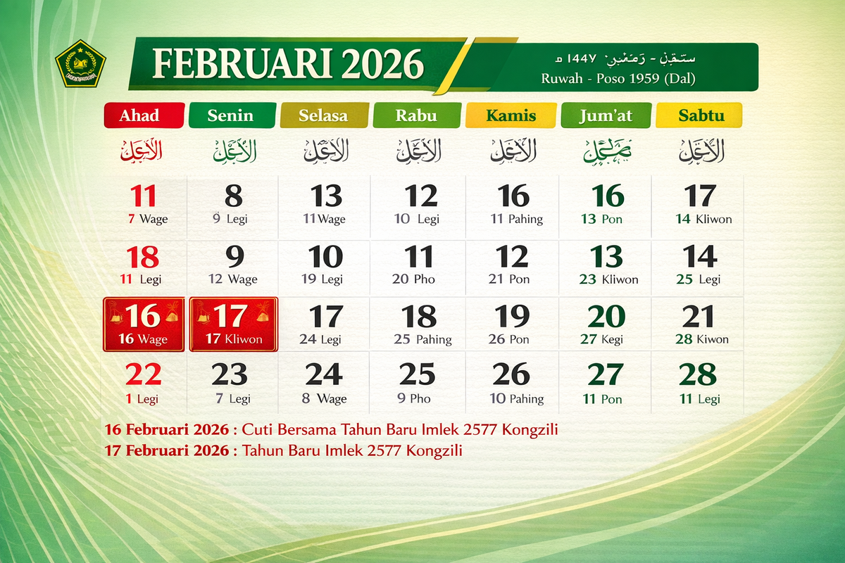 tanggal merah, libur nasional, cuti bersama, long weekend, Februari 2026, Ada Long Weekend Panjang, Ini Libur Nasional dan Cuti Bersama Februari 2026