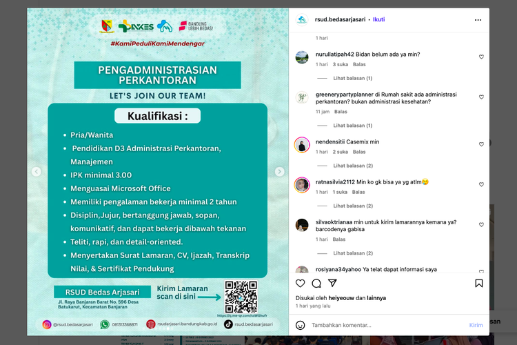 lowongan kerja RSUD Bedas Arjasari 2025, loker RSUD Kabupaten Bandung, pendaftaran BLUD RSUD Bedas, formasi lowongan RSUD Bedas 2025, syarat kerja di RSUD Bedas Arjasari, jadwal seleksi RSUD Bedas 2025, lowongan perawat RSUD Bandung 2025, cara daftar kerja di RSUD Bedas Arjasari, Lowongan Kerja RSUD Bedas Arjasari 2025 Dibuka, Cek Daftar Formasi, Syarat, dan Jadwal Seleksi, Formasi lowongan RSUD Bedas Arjasari 2025, Jadwal seleksi rekrutmen, Persyaratan umum dan khusus, Cara daftar lowongan RSUD Bedas Arjasari