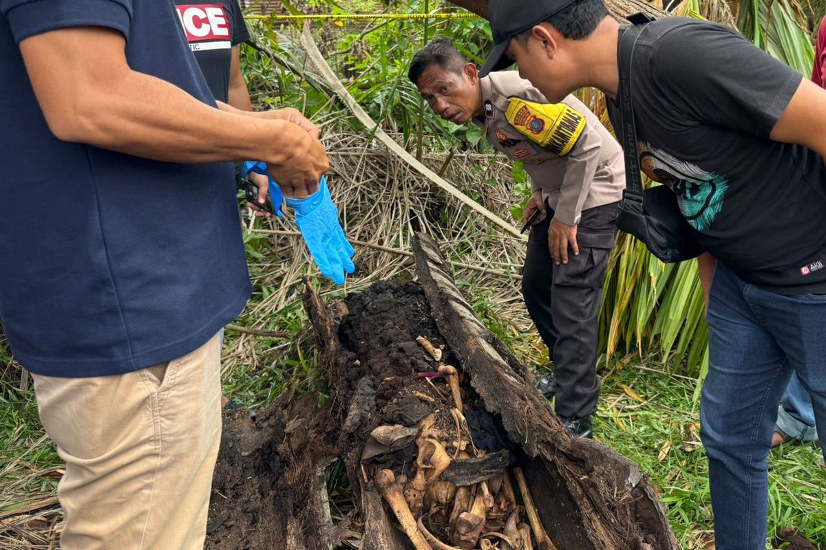 Serdang Bedagai, Polres Sergai, penemuan kerangka dama batang pohon, kerangka di dalam batang pohon aren, penemuan kerangka di Sergai, Polsek Firdaus, Kronologi Penemuan Kerangka dalam Batang Pohon Aren di Sergai dan Dugaan Identitasnya, Kronologi Penemuan Kerangka di Dalam batang Pohon Aren, Sejumlah Barang Bukti yang Diamankan Polisi, Dugaan Kuat Identitas Kerangka Diungkap Polisi, Pihak Keluarga Yakin Kerangka Tersebut adalah Yuda