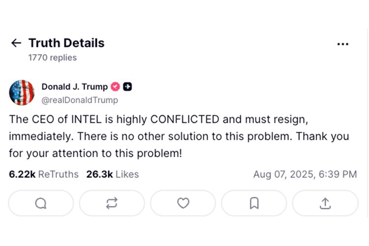 Presiden AS, donald trump, CEO Intel, Lip-Bu tan, bos intel, Didesak Trump untuk Resign, CEO Intel Buka Suara
