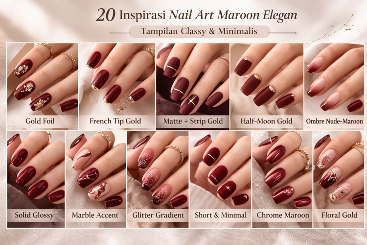 20 Inspirasi Nail Art Maroon Elegan untuk Tampilan Classy, Nail Art Maroon Elegan dengan Aksen Gold, Nail Art Maroon Elegan Minimalis, Nail Art Maroon Elegan dengan Efek Ombre, Nail Art Maroon Elegan untuk Kuku Pendek, Nail Art Maroon Elegan untuk Acara Formal, Tips Memilih Nail Art Maroon agar Terlihat Elegan, Cara Merawat Nail Art Maroon agar Tahan Lama dan Tetap Mengilap
