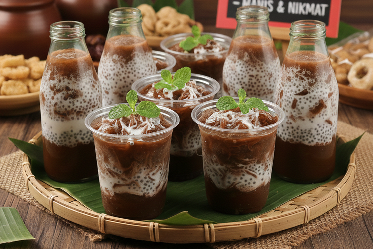 minuman, 10 Ide Jualan Es Segar Takjil yang Laris Saat Bulan Ramadan, 1. Es susu kurma, 2. Es cendol, 3. Es lumut, 4. Es buah atau es campur, 5. Es pisang hijau, 6. Es blewah, 7. Es kopyor, 8. Es kuwut, 9. Es teler, 10. Es kelapa muda jeruk
