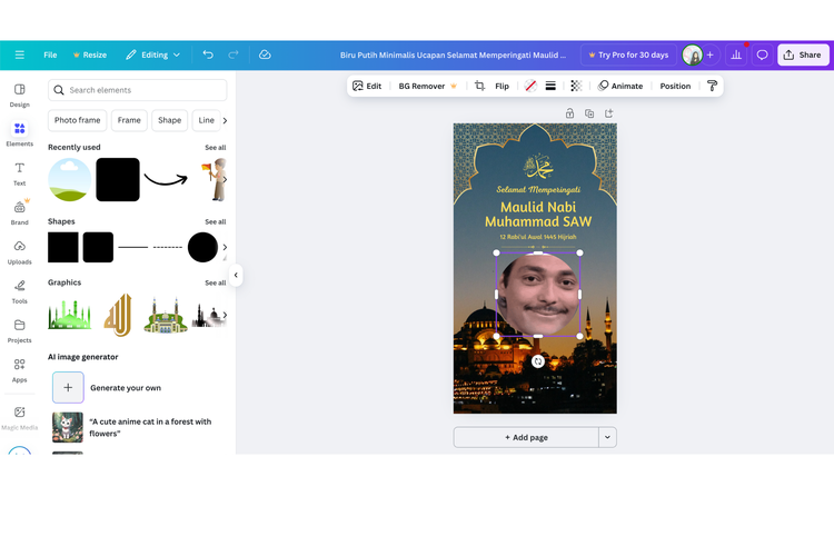 Canva, Maulid Nabi Muhammad SAW, twibbon Maulid Nabi Muhammad SAW, maulid nabi 2025, cara bikin twibbon maulid nabi, Maulid Nabi 2025 kapan, Maulid Nabi 2025 tanggal berapa, Cara Bikin Twibbon Maulid Nabi 2025, Cocok untuk Dibagikan di Media Sosial