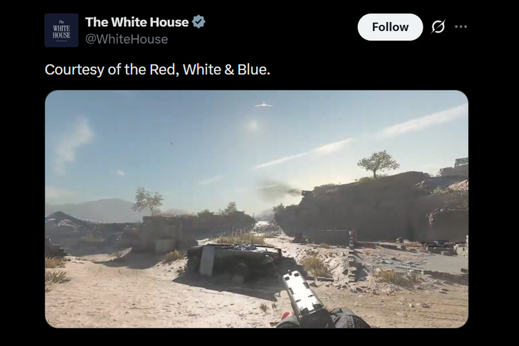 Gedung Putih, Iran, Call of Duty, Gedung Putih Unggah Video Serangan ke Iran, Diawali Animasi Game Call of Duty