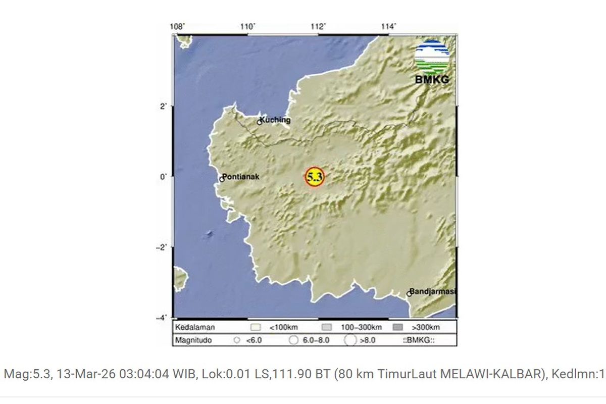 Melawi, Gempa Magnitudo 5,3 Guncang Melawi Kalbar, Kedalaman 10 Km