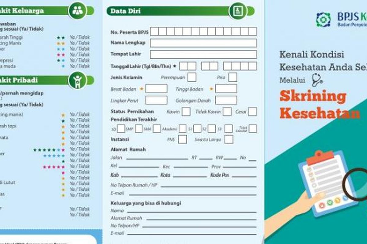 BPJS Kesehatan, skrining kesehatan, skrining bpjs kesehatan, Skrining BPJS Kesehatan bisa deteksi 14 penyakit, Cara Skrining Riwayat Kesehatan BPJS Online 2025, Praktis via HP