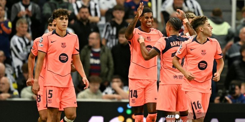 Barcelona, Marcus Rashford, Liga Champions, Newcastle United, Newcastle, UEFA Champions League, Hansi Flick, Newcastle vs Barcelona, Newcastle Vs Barcelona: Rashford Cetak 2 Gol, Flick Minta Tak Terlena
