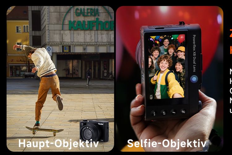 kamera, Rollei, selfie, kamera digital, Kamera, Rollei Powerflex X8 Dual Lens, rollei, kamera rollei, rollei powerflex x8 dual lens, Rollei Powerflex X8 Meluncur, Kamera Pertama dengan Lensa Selfie