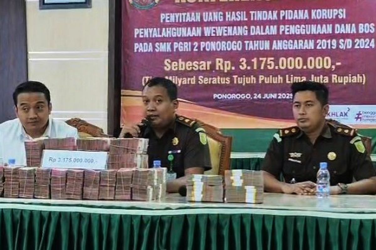Kejari, Ponorogo, Kejari Ponorogo, ponorogo, korupsi dana BOS, Korupsi dana BOS di Ponorogo, Kejari Ponorogo amankan Avanza, Pajero dan Bus, Kepala SMK 2 PGRI, kepala smk 2 ponorogo tersangka, Korupsi Dana BOS, Kepala SMK PGRI 2 Ponorogo Jadi Tersangka, Kerugian Rp 25 Miliar