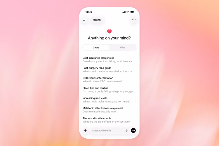 OpenAI, ChatGPT, kesehatan, ChatGPT Health, rekam medis, OpenAI Rilis ChatGPT Health, Asisten AI untuk Urusan Kesehatan Harian