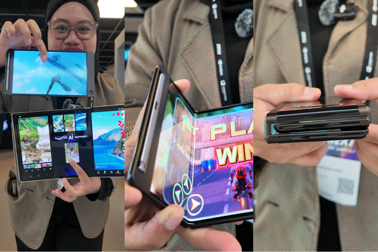 Samsung, Flex G, Computex 2025, Samsung Flex G, Samsung Display, samsung display, hp lipat tiga, computex 2025, Hands-on Eksklusif HP Layar Lipat Tiga Samsung Flex G di Computex 2025
