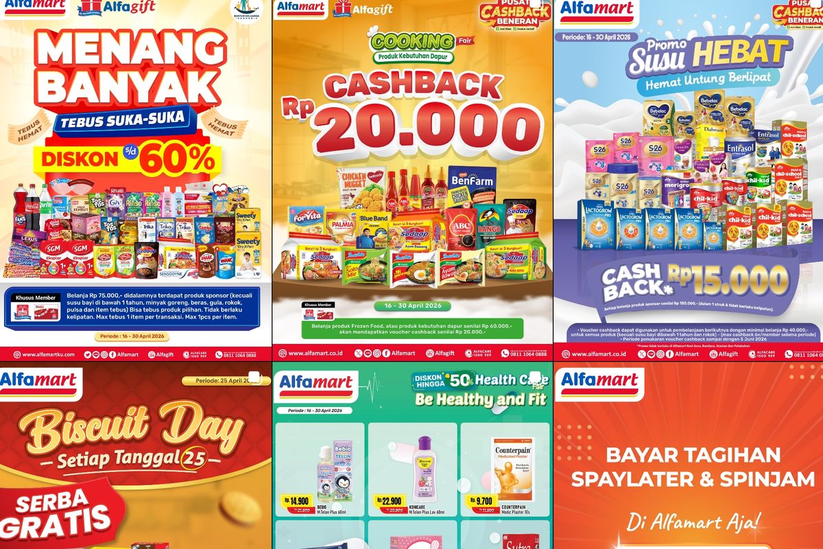 Promo Alfamart 25-26 April 2026, Harga Hemat Telur Ayam Negeri Mulai Rp 20.000-an, Promo JSM (24-26 April 2026), Alfamart telur (24-26 April 2026), Ngopi asik (24-26 April 2026), Cashback (16-30 April 2026)