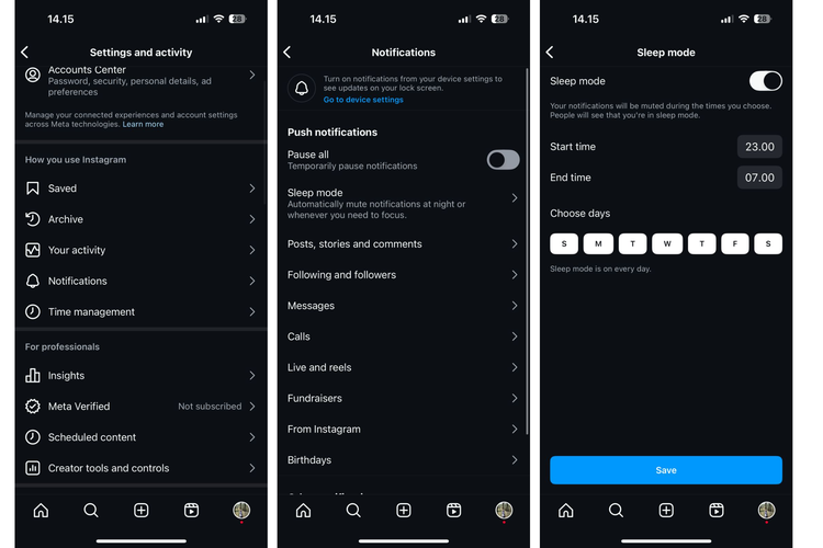instagram, Sleep Mode, Cara Aktifkan Sleep Mode di Instagram, Biar Tidak Distraksi Pas Nugas