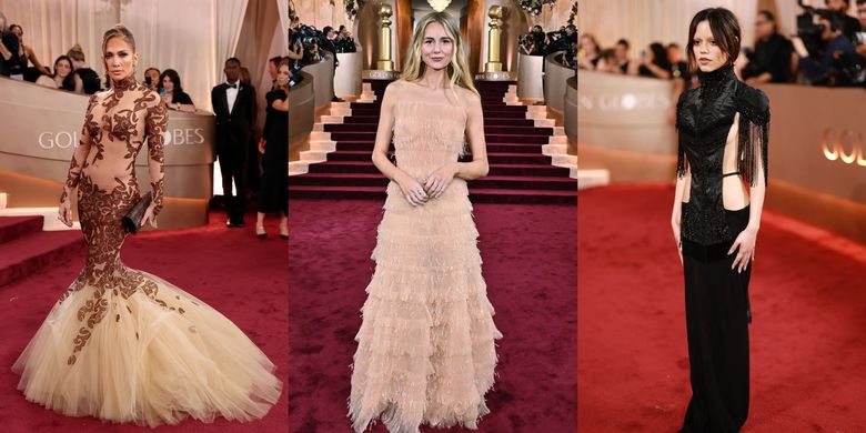 Jennifer Lopez, Justine Lupe, Jenna Ortega, naked dress, Jennifer Lawrence Pakai Gaun Transparan Givenchy di Golden Globes 2026