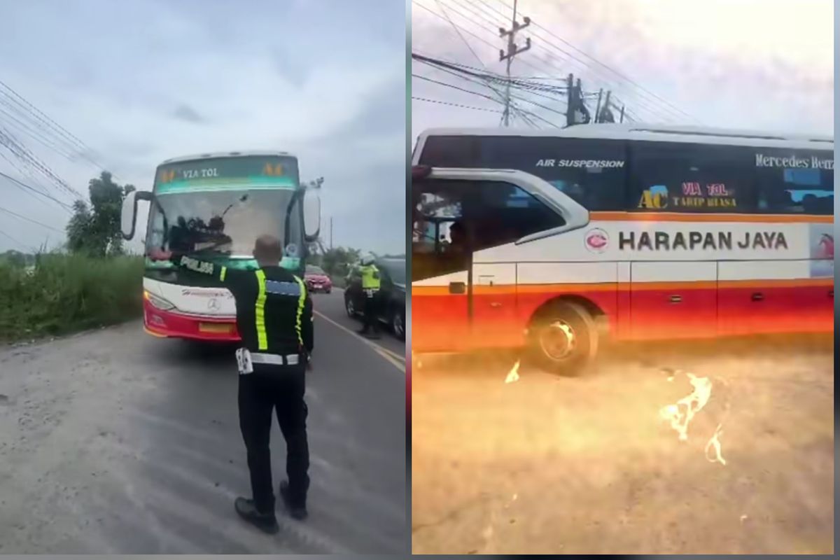 bus AKAP, PO Harapan Jaya, Polisi Tahan Bus Harapan Jaya yang Ugal-ugalan, Sopir Diduga Minum Miras