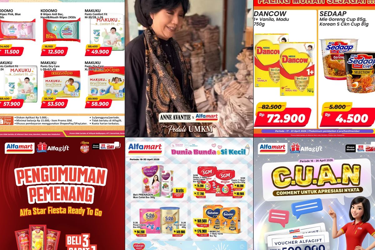 Alfamart, diskon Alfamart, promo Alfamart, Promo Alfamart Hari Ini 19 April 2026, Produk Makanan Harga Lebih Murah di Promo JSM, 1. Tebus Suka Suka (hingga 30 April), 2. Cash Back Rp 20.000, 3. Promo JSM, 4. Promo JSM Kebutuhan Harian, 5. Tebus Promo Murah (hingga 30 April)