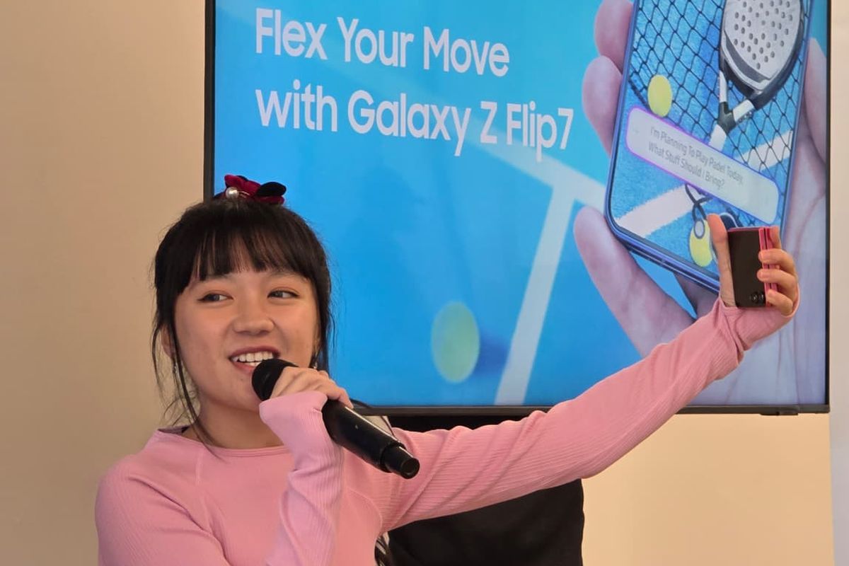 padel, flex cam, samsung z flip 7, Cindy Gulla, Rahasia Cindy Gulla Bikin Konten Olahraga Keren: Pakai Samsung Z Flip 7