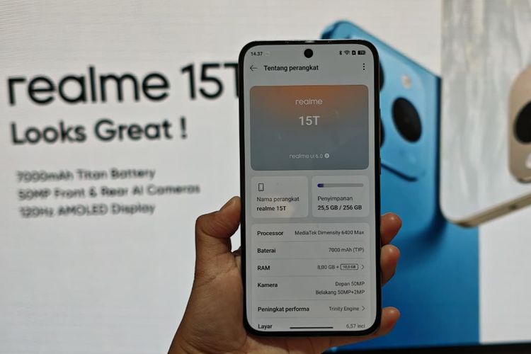 Smartphone, Indonesia, Realme, realme 15t 5g, spesifikasi realme 15t 5g, harga realme 15t 5g, Realme 15T 5G Resmi di Indonesia Bawa Baterai Jumbo 7.000 mAh, Ini Harganya