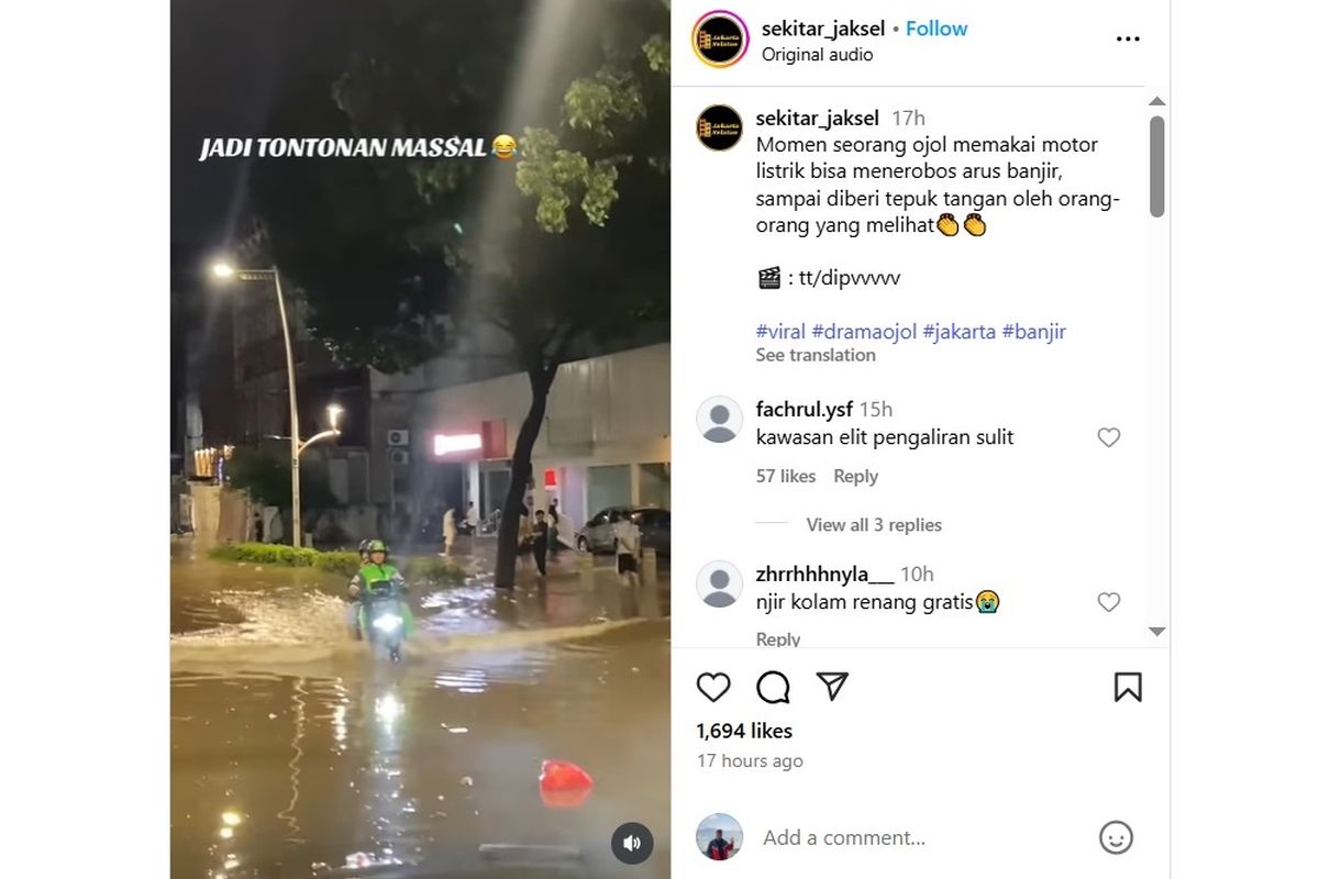 Motor listrik, motor listrik, menerobos banjir, banjir Jakarta, tips motor, motor listrik bisa menerobos banjir, Video Motor Listrik Bisa Terobos Banjir Jakarta, Ini Penjelasannya