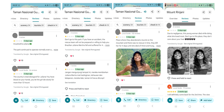 Juliana Marins, Gunung Rinjani, Google Maps, rating bintang 1 Gunung Rinjani, Hutan Amazon, kronologi evakuasi juliana marins di gunung rinjani, Hutan amazon dapat rating bintang 1, hutan Amazon bintang satu, Ketika Netizen Indonesia Banjiri Hutan Amazon Rating Bintang 1 di Google Maps sebagai Balasan...