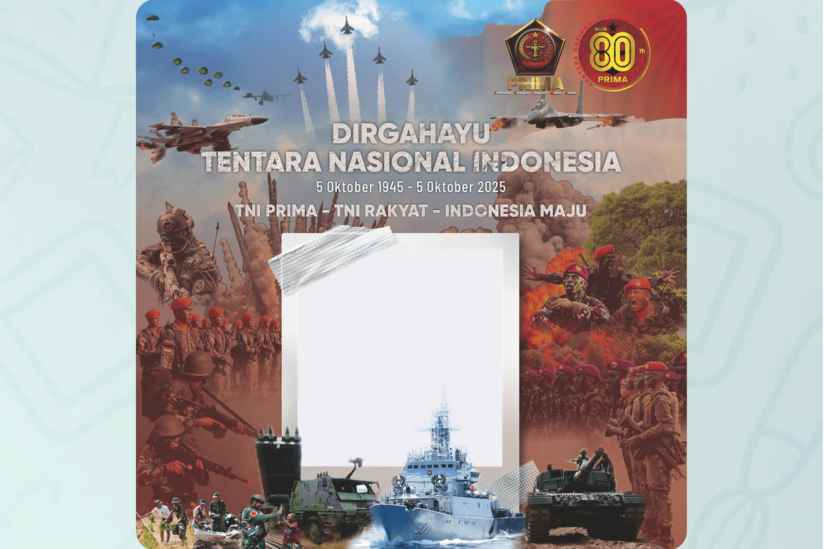 Tentara Nasional Indonesia, HUT Ke-80 TNI, Twibbon HUT TNI 2025, Twibbon HUT ke-80 TNI, Download HUT ke-80 TNI, Tema HUT ke-80 TNI, Logo HUT ke-80 TNI, 30 Link Twibbon HUT ke-80 TNI Keren, Lengkap dengan Logo dan Temanya