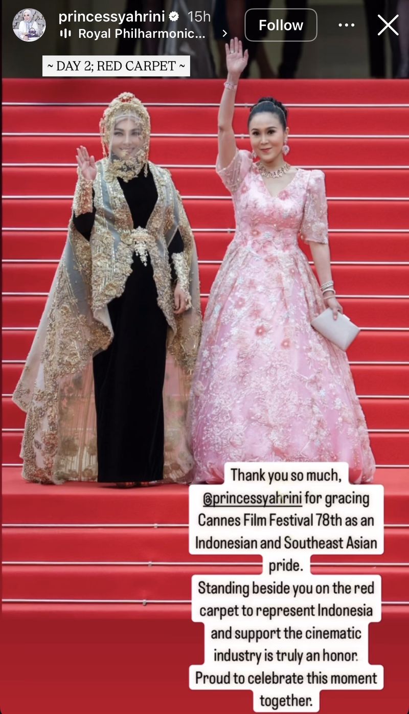 Array,Gaya Heboh Syahrini di Hari ke-2 Cannes Film Festival, Wajah Ditutup Veil Emas