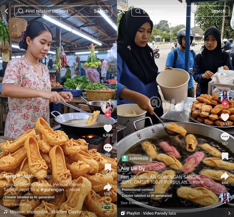 Array,Viral Penjual Gorengan Bentuk Bra dan Celana Dalam, Diduga Buatan AI!
