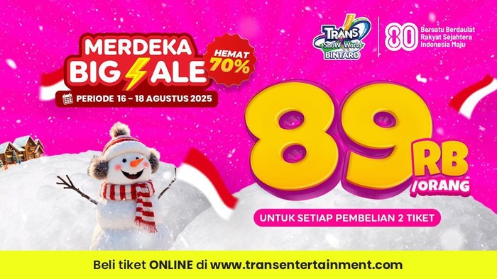 Array,Promo Merdeka Big Sale Sisa 2 Hari! Trans Snow Bintaro Cuma Rp 89.000